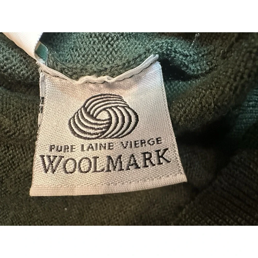 Vintage Lacoste Green 100% Wool Mens Turtleneck Size 7 US XXL Made France Logo